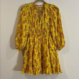 ULLA JOHNSON BRIENNE FLORAL MINI DRESS